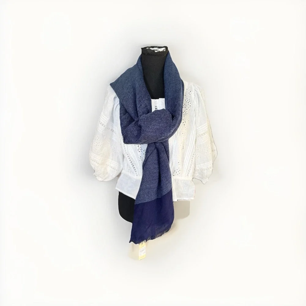 Collection 18 Blue Texture  Scarf 100% In The Colors Of Blue‎ Tone